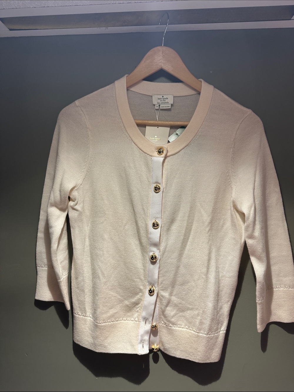 Kate Spade Cream Lightweight Button-Front Cardigan Womens sz Small NWT